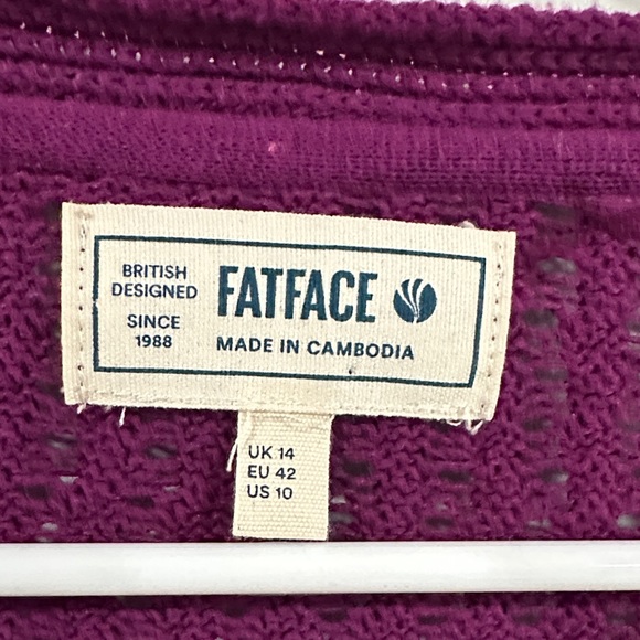 Women's Purple open stitch Cardigan Size Uk 14 100% cotton - Picture 3 of 10